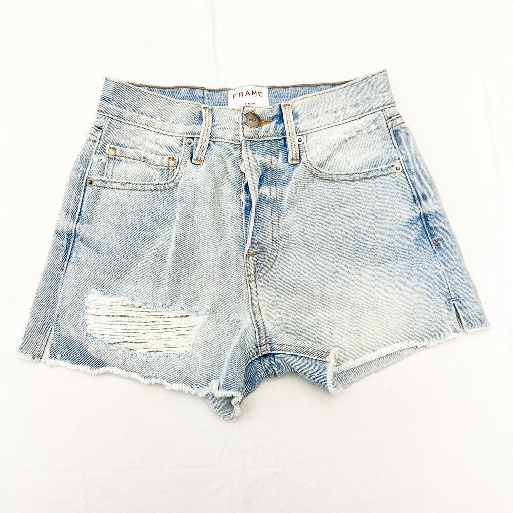 Frame Rigid Re-Release Le Original Short Button Fly Lt Wash Denim Jeans Size 23